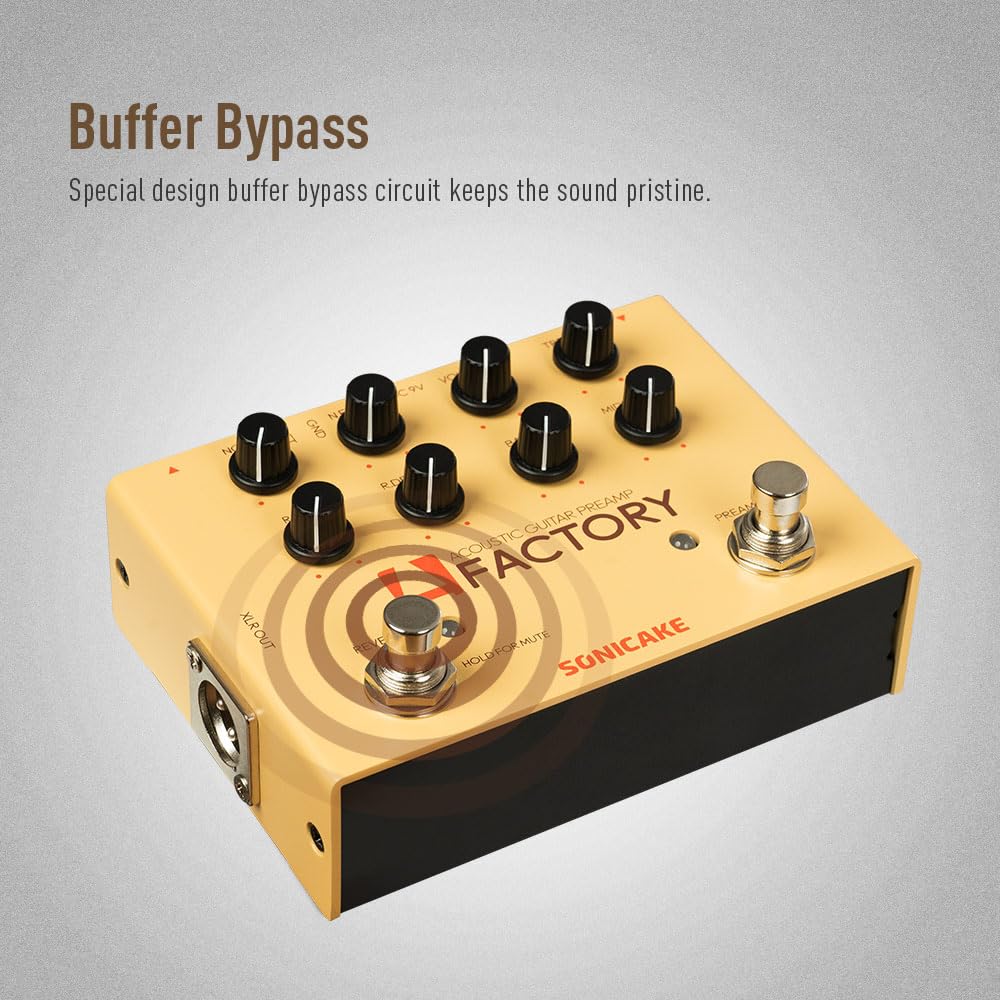 Sonicake Acoustic Guitar Effects Pedal With Analog Preamp And Digital Reverb Acoustic Instruments With Xlr Output - A Factory