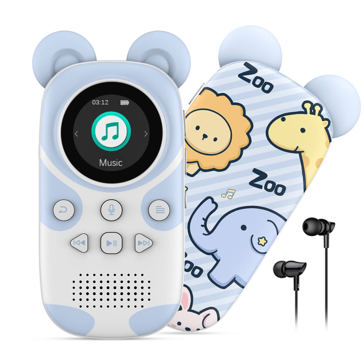 Ruizu 64Gb Bluetooth Mp3 Player For Kids, Cartoon Zoo Portable Music Player, Child Mp3 Player With Bluetooth, Speaker, Fm Radio, Voice Recording, Stopwatch, Pedometer, Expandable 128Gb Micro Sd Card