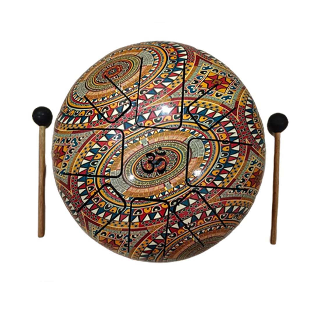 Rugdoll Happy Drum Pan With Rubber Mallets & Travel Bag For Meditation & Yoga Sound Healing (Multicolour) (1 Pc) (9 Inch)
