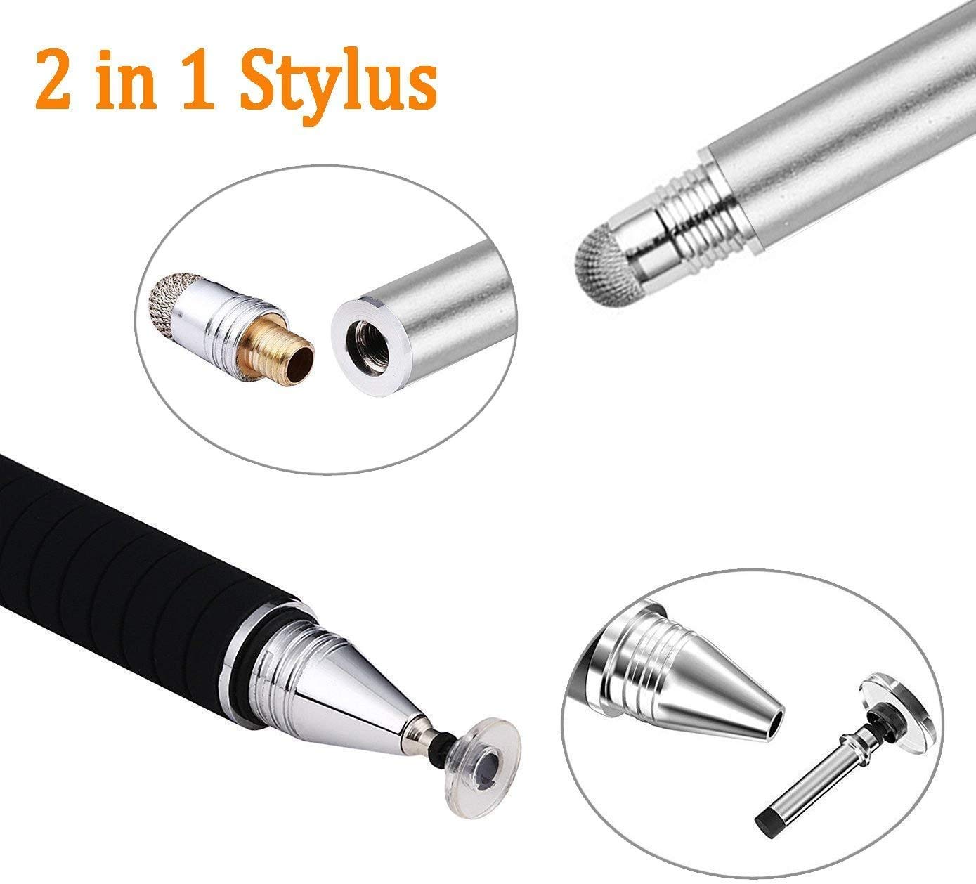 Mixoo Smart Pen,Disc & Fiber Tip 2 In1 Series,Capacitive Stylus Tip,High Sensitivity & Precision,Stylus Pens For Touch Screens (