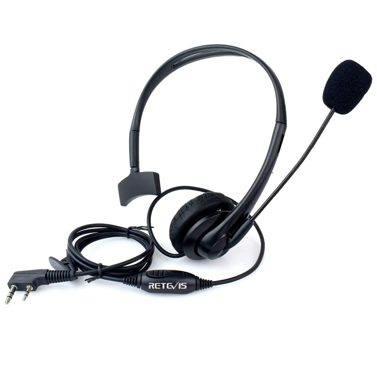 Retevis Overhead Walkie Talkie Headset With Boom Mic, 2 Pin, For Rt22 Rt68 Rt21 H 777 Rt27 Rt86 Rb26 Rb68, Compatible With Baofeng Uv 5R Bf F8Hp Pxton Walkie Talkies, Two Way Radio Headset(1 Pack)