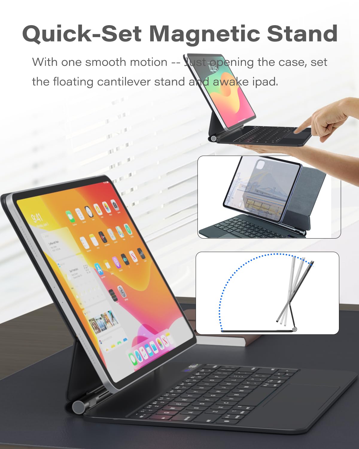 Zenlu Ipad Pro 11 M4 2024 Case With Keyboard, Magic Style Keyboard, Multi Touch Trackpad, Floating Cantilever Stand, Smart Backl