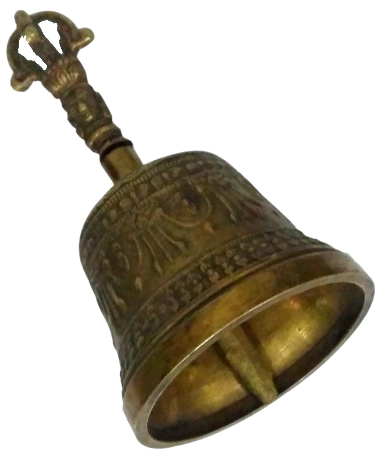 Purpledip Bell Metal Tribhu (Ghanta) Bell With Dorje Handle: Buddhist Tibetan Meditation Prayer Musical Instrument (10680A)