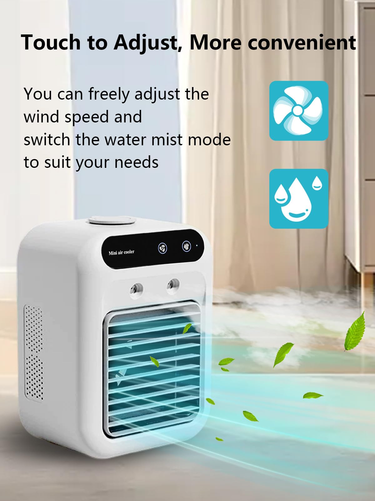 Portable Air Conditioner, 25W Rechargeable Personal Mini Ac Fan With Dual Spray & 2 Speed Settings, Small Evaporative Air Condit