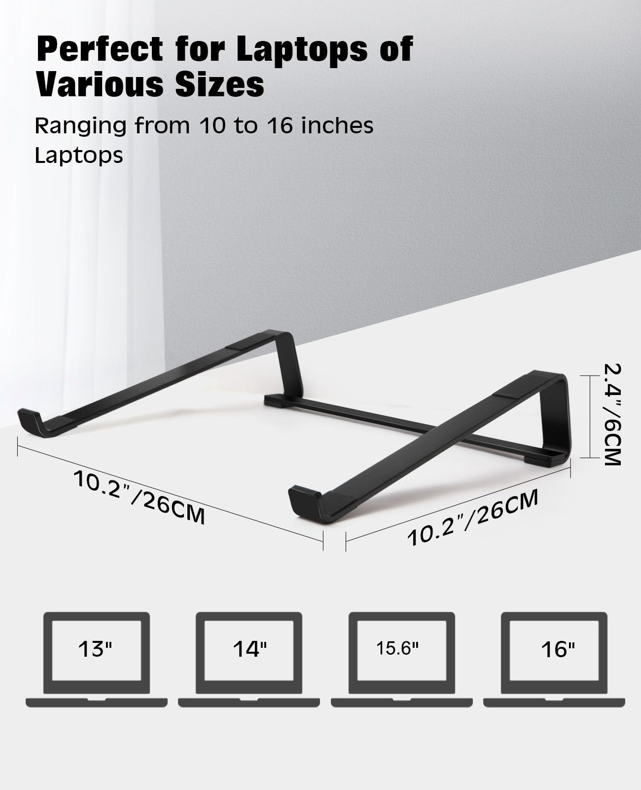Thibault Aluminum Laptop Stand For Desk   Cooling Ergonomic Design   Fits Macbook Air Pro/Dell/Hp/Lenovo/Thinkpad/Alienware   13