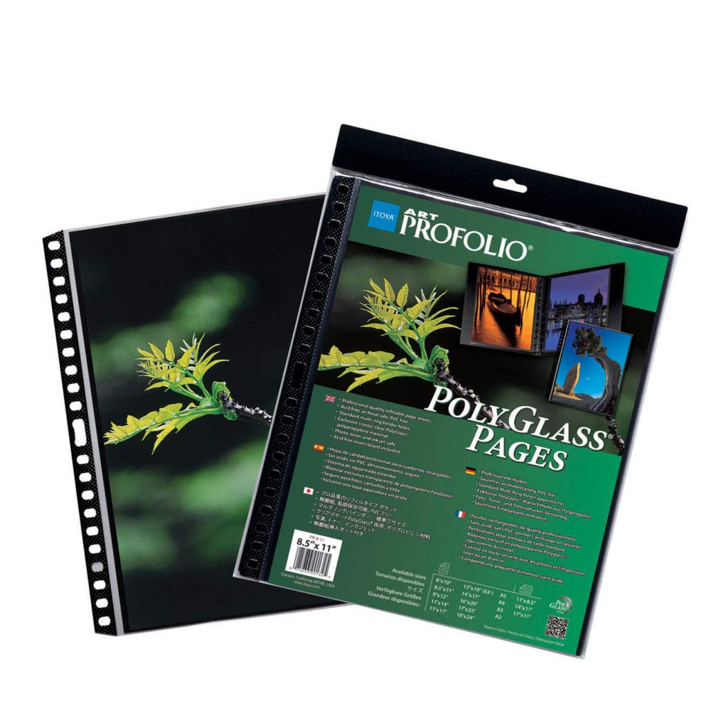 Profolio By Itoya, Art Profolio Polyglass, 10-Pack Multi-Ring Binder Refill Pages - Portrait, 11 X 14 Inches