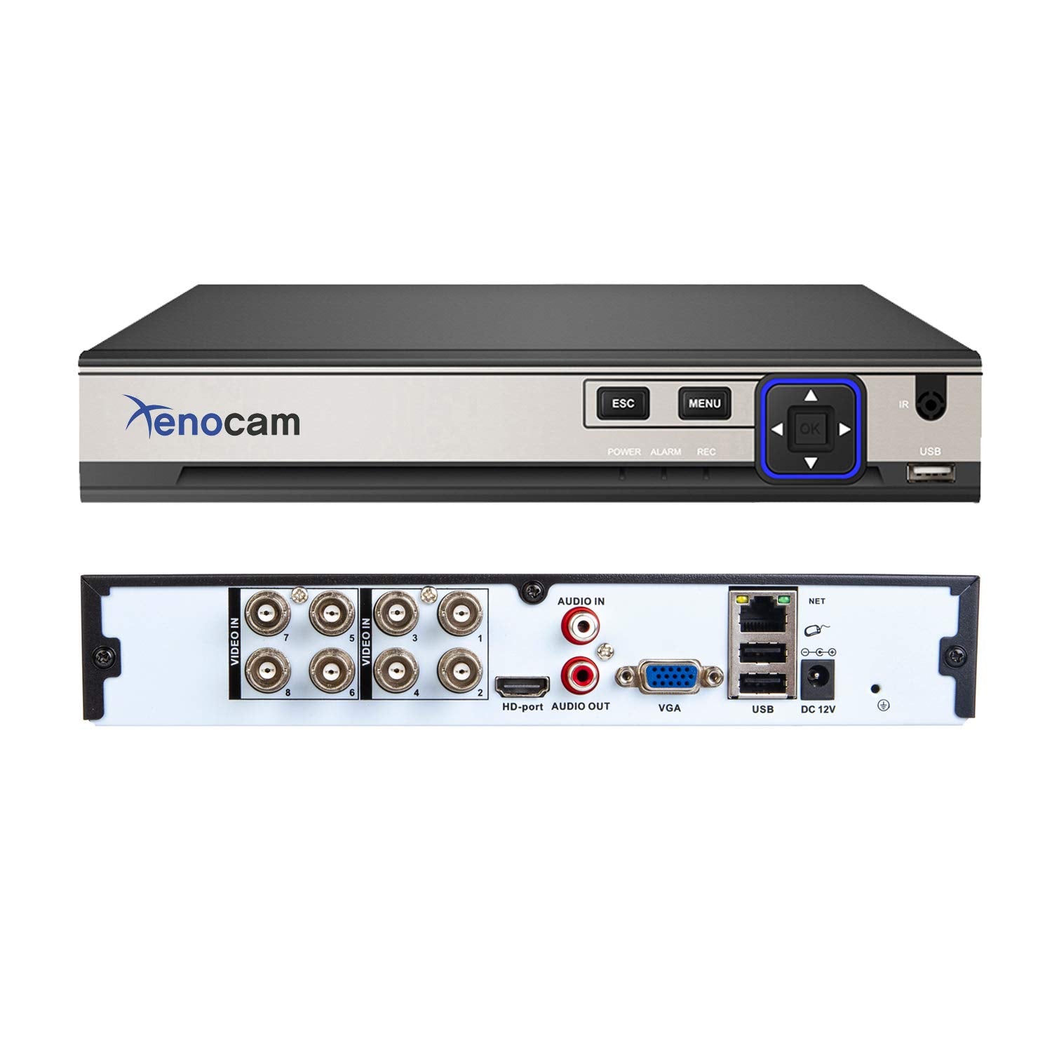 Xenocam 8Ch 5M N/1080N Full High Definition Hybrid For Ahd/Tvi/Cvi/Analog/Onvif Ip Dvr H.265 Cctv Video Recorder P2P Remote Phon