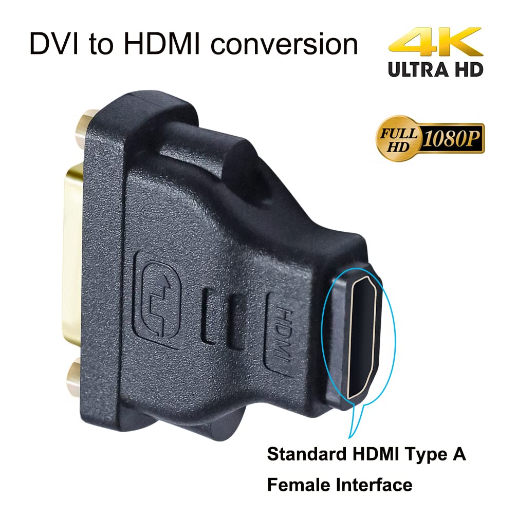 Dtech Dvi Female To Hdmi Female Adapter Hdmi To Dvi I Converter Bi Directional 24+5 Port 4K 1080P Video For Computer Monitor Pc