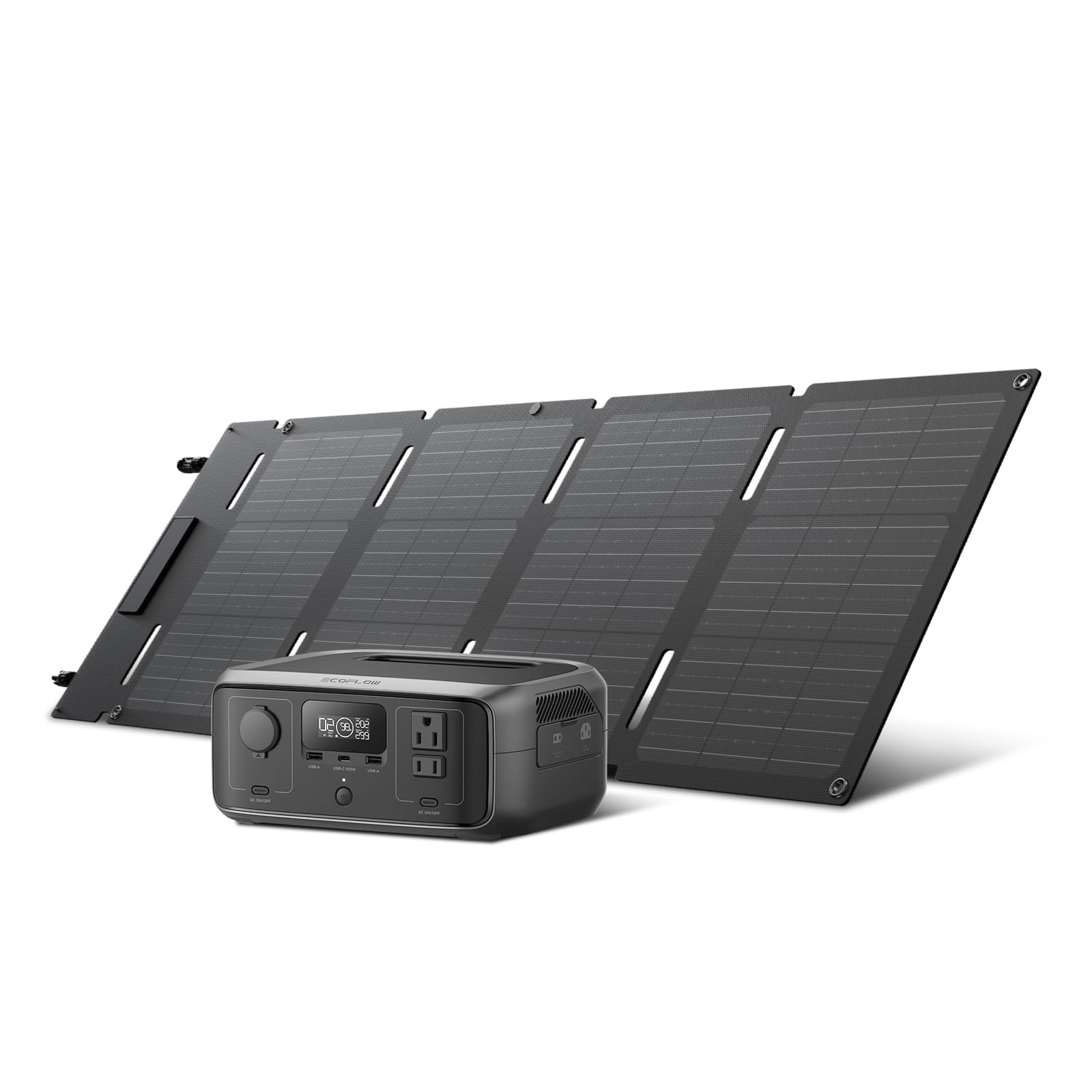 Ef Ecoflow Solar Generator River 3 With 45W Solar Panel, 245Wh Portable Power Station Lifepo4 Battery, 300W Up To 600W Ac Output