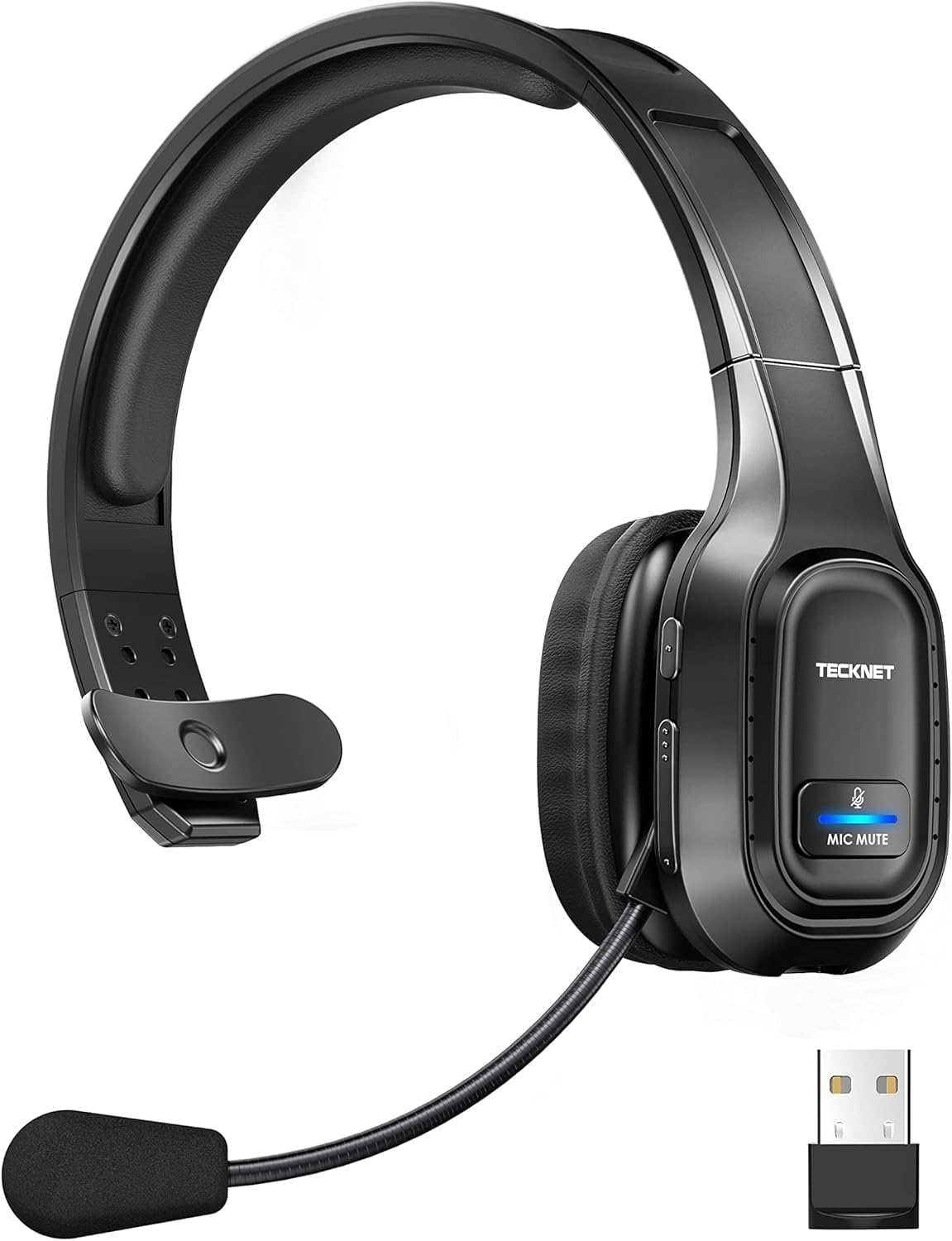 TECKNET Trucker Bluetooth Headset, AI Noise Canceling Mic, Wireless OnEar