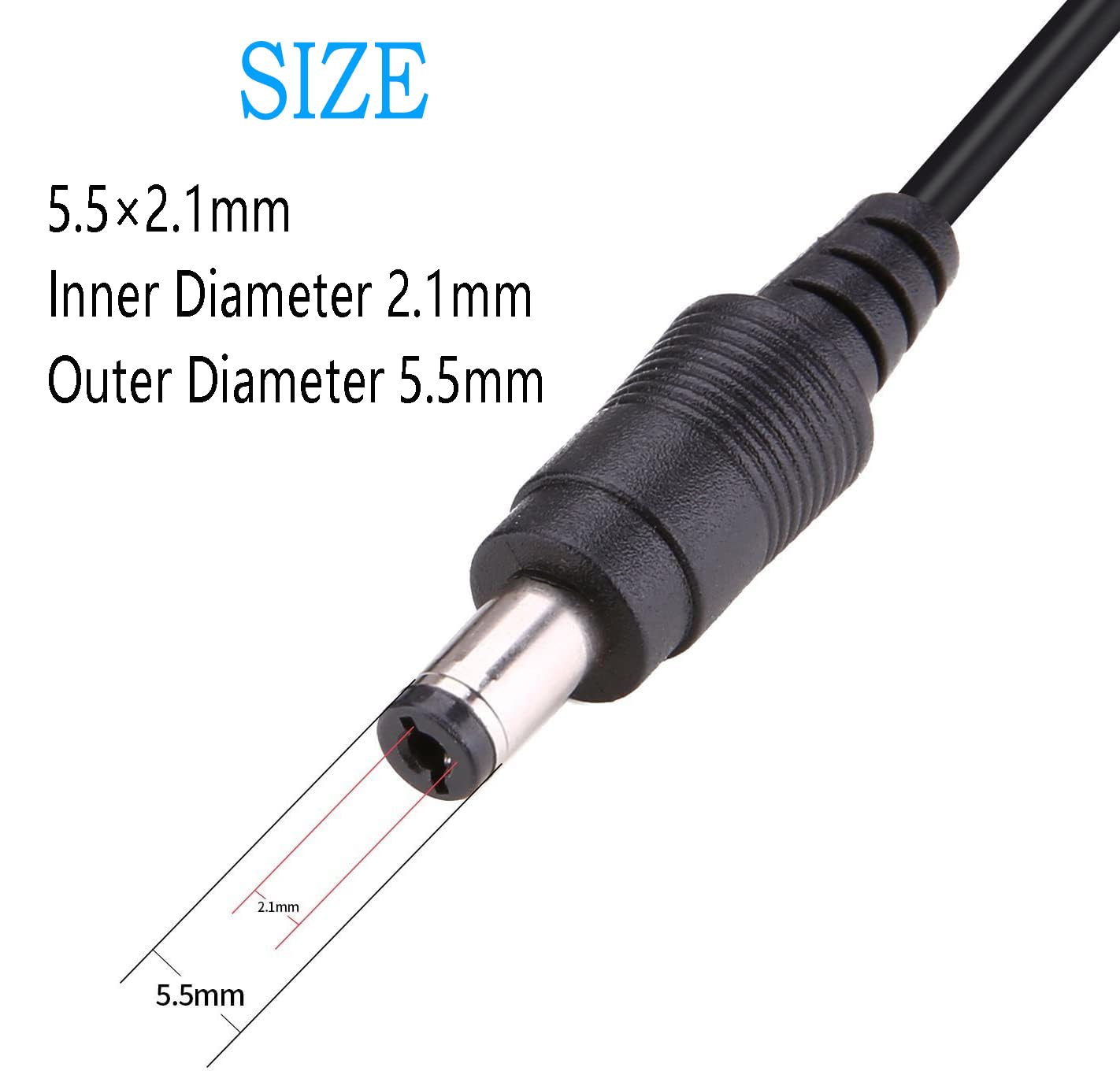 2Pcs Dc Power Extension Cable 5.5Mm X 2.1Mm 18Awg Current 10A 4.9Ft(1.5M) Female To Male,Thickened Metal Connector Extension Cor