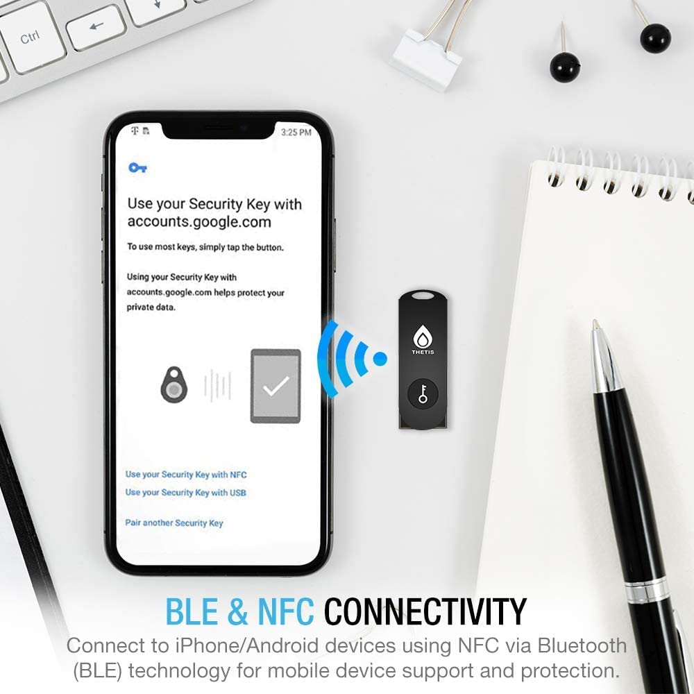 Thetis Security Key   U2F And Fido2, Usb A, Two Factor Authenticator With Bluetooth, Multi Layered Authentication Protection Hotp U2F Compatible Windows, Macos, Gmail, Linux   Black
