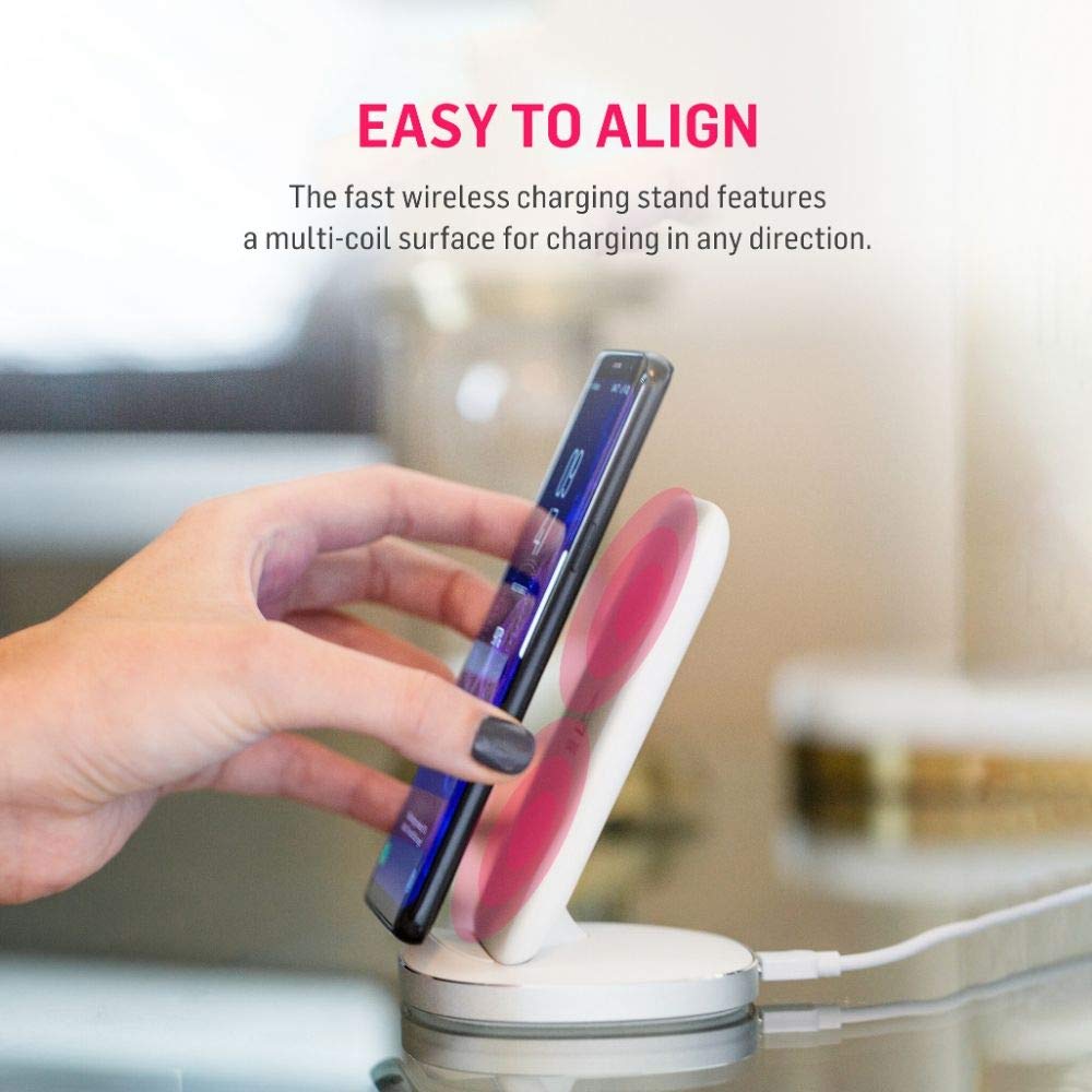 Adonit Charger Stand (White) Fast Charging Qi-Certified For Iphone 12, 12 Pro, 11, 11 Pro, Pro Max, Xr, Xs Max, Xs, X, 8, 8 Plus