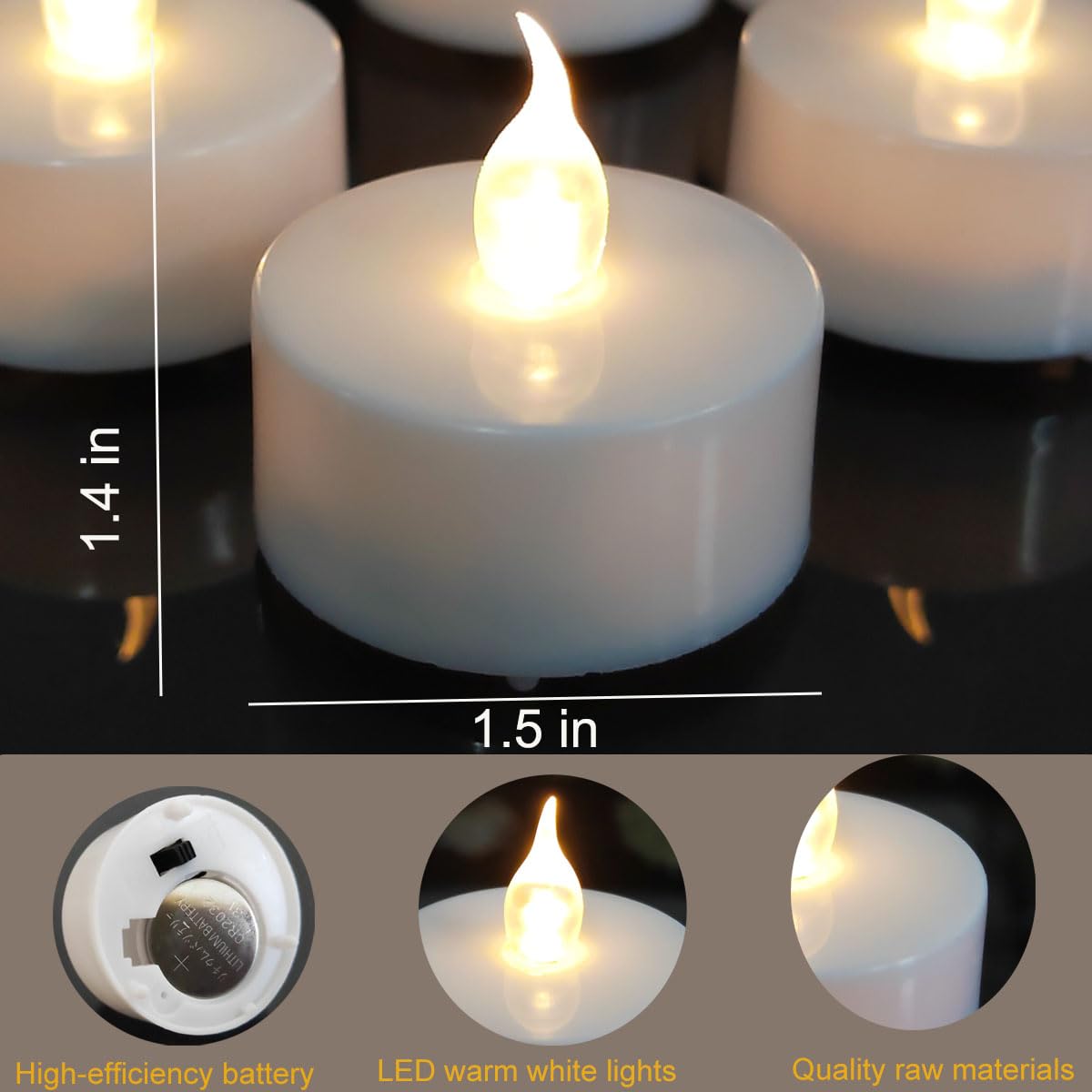 Jialine Flameless Led Tea Lights Candle With Remote Control,Long Lasting Battery Operated Led Tealight Candles With 2/4/6/8 H Ti