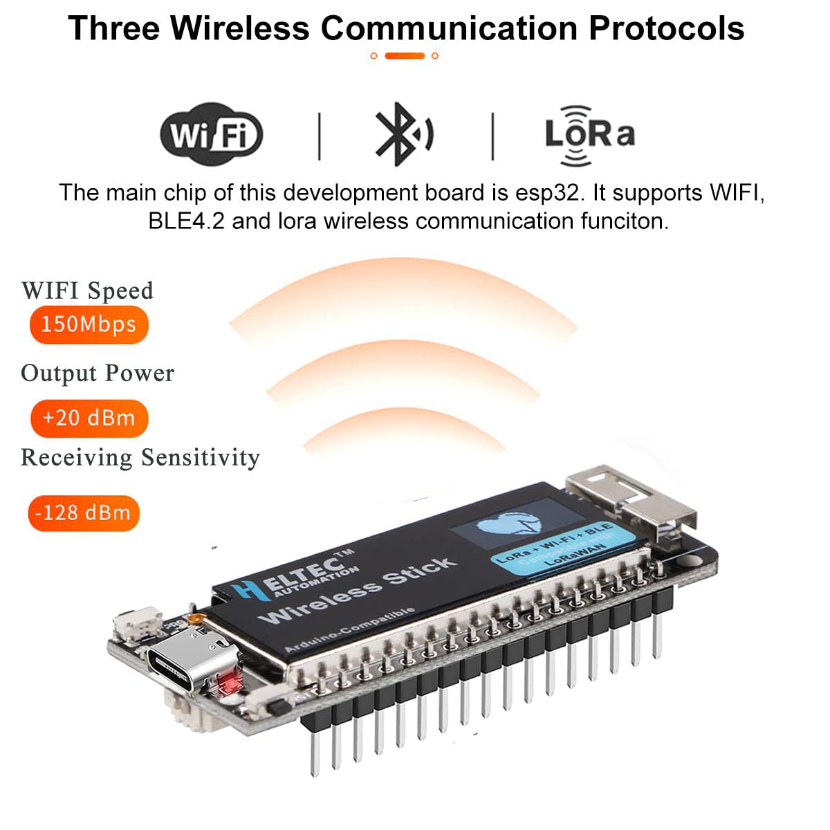 Hiletgo Esp32 Sx1262 Lora Kit 863 928Mhz Bluetooth 4.2+Wifi+Lora Lorawan Wireless Communication Development Board With 0.49'' Ol