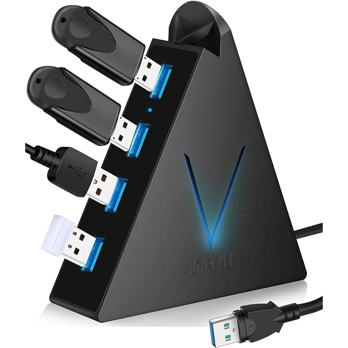 Joyreken 4 Port Usb 3.0 Hub, Flyingvhub Vertical Data Usb Hub With 2 Ft Extended Cable, For Mac, Pc, Xbox One, Ps4, Ps5, Imac, S