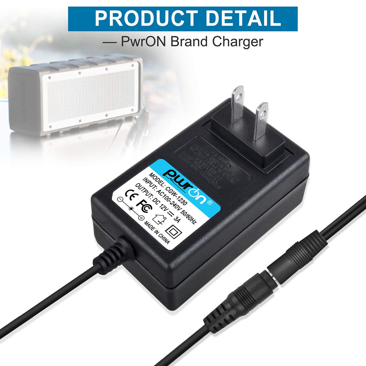 Pwron 12V Ac Adapter Fits For Braven Brv X 14073941 14113952 13113902 Ultra Rugged Wireless Speaker Braven Brvx Brvxgwb Brvxbbb; Brv Hd 141041371 Wireless Bluetooth Speaker Brvhd Brvhdbg Power Supply