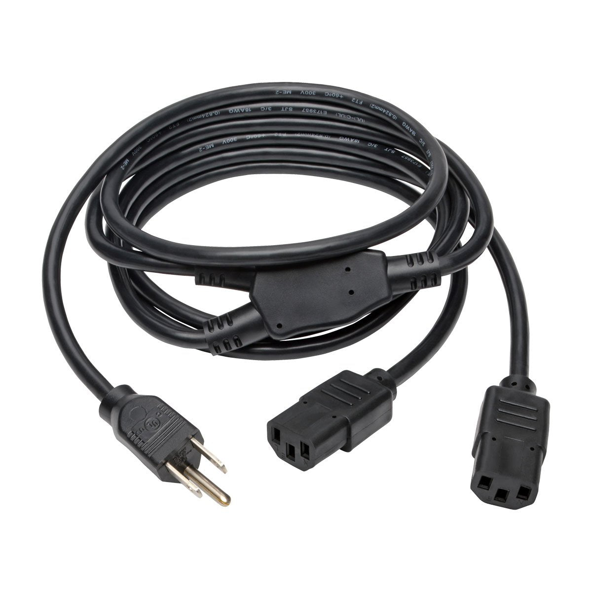 Tripp Lite P006 006 2 6 Ft Nema 5 15P To 2X Iec 320 C13 Standard Power Cord Y Split