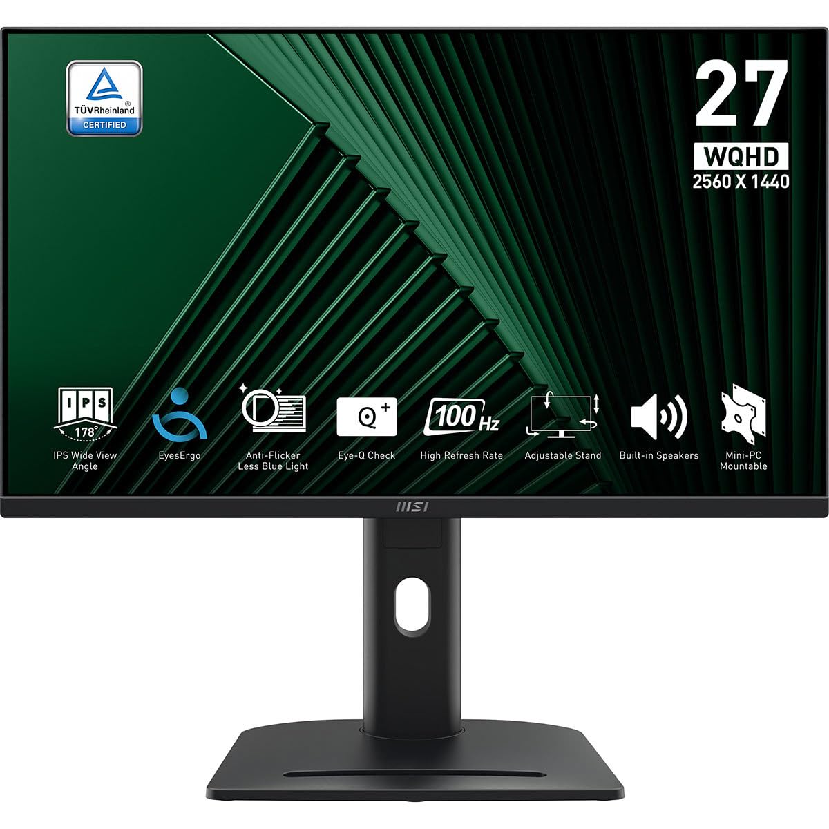 Msi Pro Mp275Qpg, 27 Inch Ips 2560 X 1440 (Qhd) Computer Monitor, 100Hz,Adaptive Synch, Hdmi, Dp Port, Vesa Mountable, Height Ad