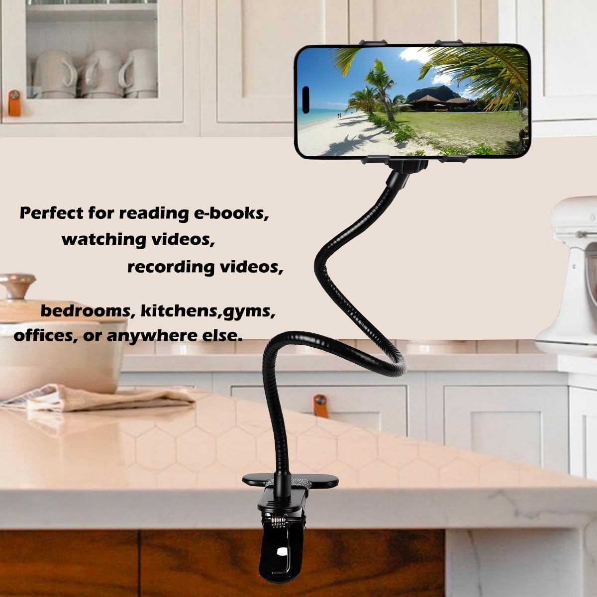 Selfdee Cell Phone Holder,Lazy Bracket, 360-Degree Rotating Universal Flexible Long Arms Clip Mount Gooseneck Phones Stand For B