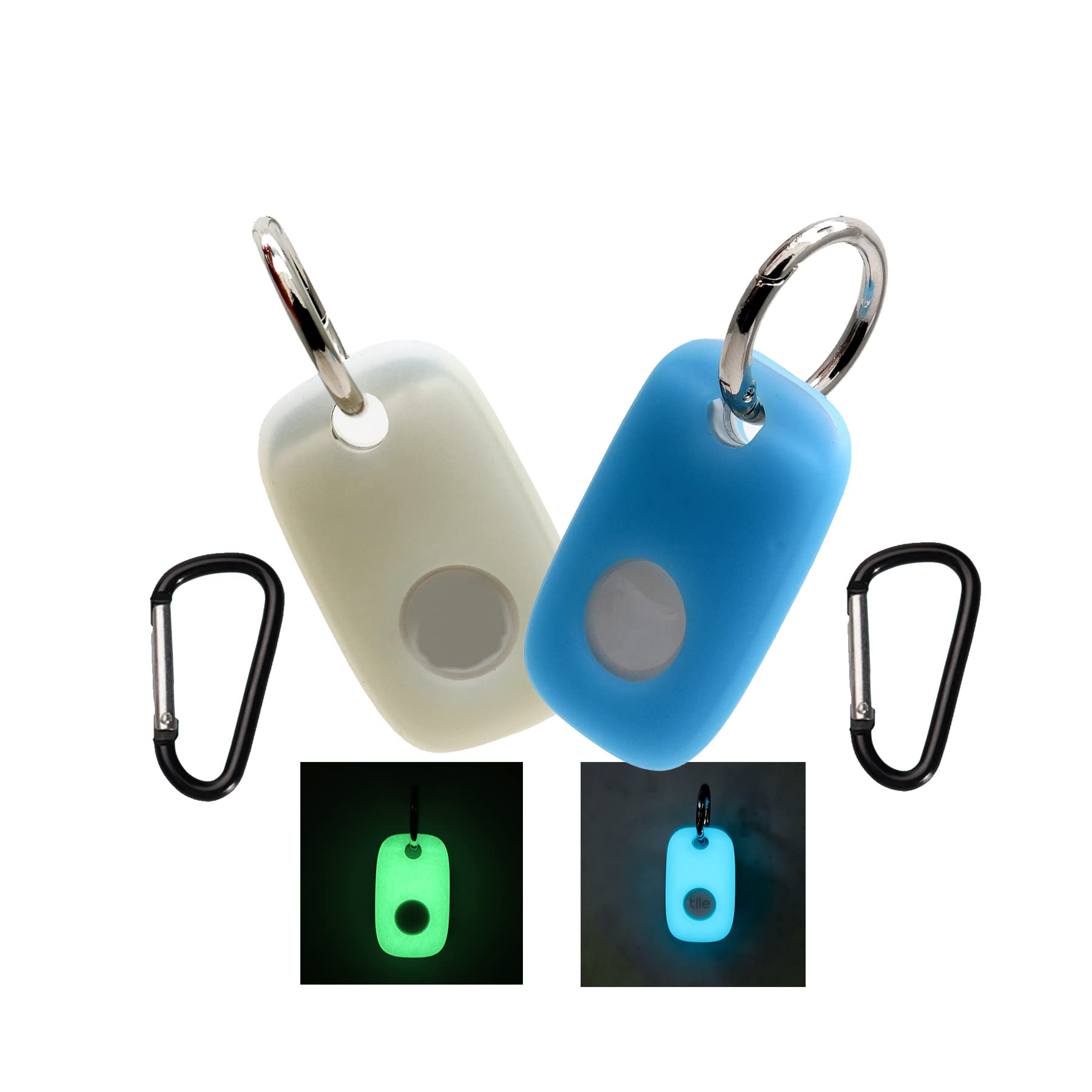 Glow Case For Tile Pro (2022) 2 Pack. (Glow In Dark) Small Bluetooth Tracker Cover, Protective Holder For Key Finder And Item Lo