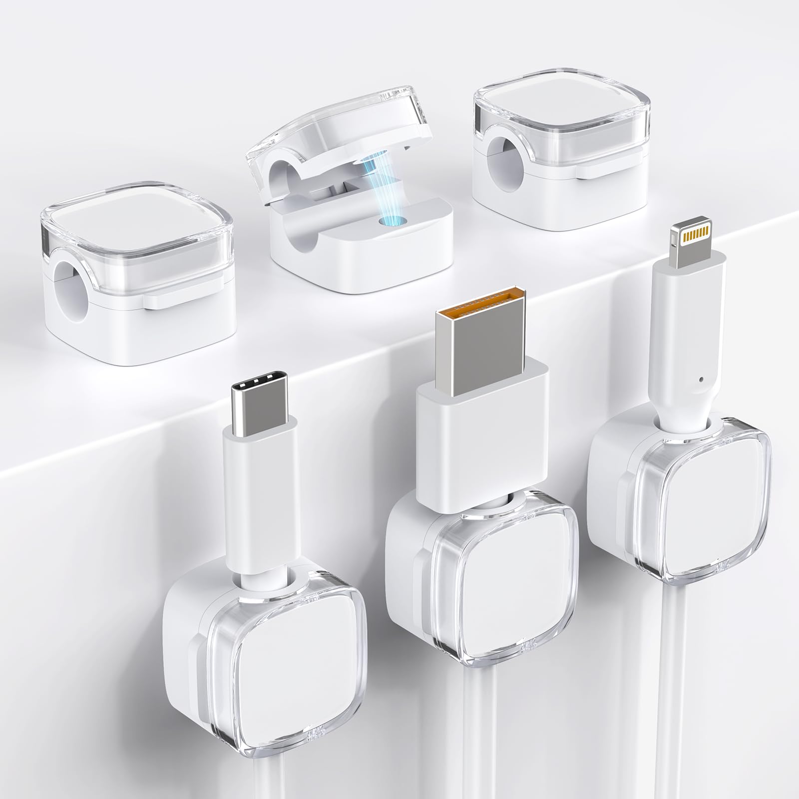 Tikiwik Cord Organizer, 6 Pack Magnetic Cable Clips Under Desk Cable Management, Strong Adhesive Wire Holder Keeper For Office H