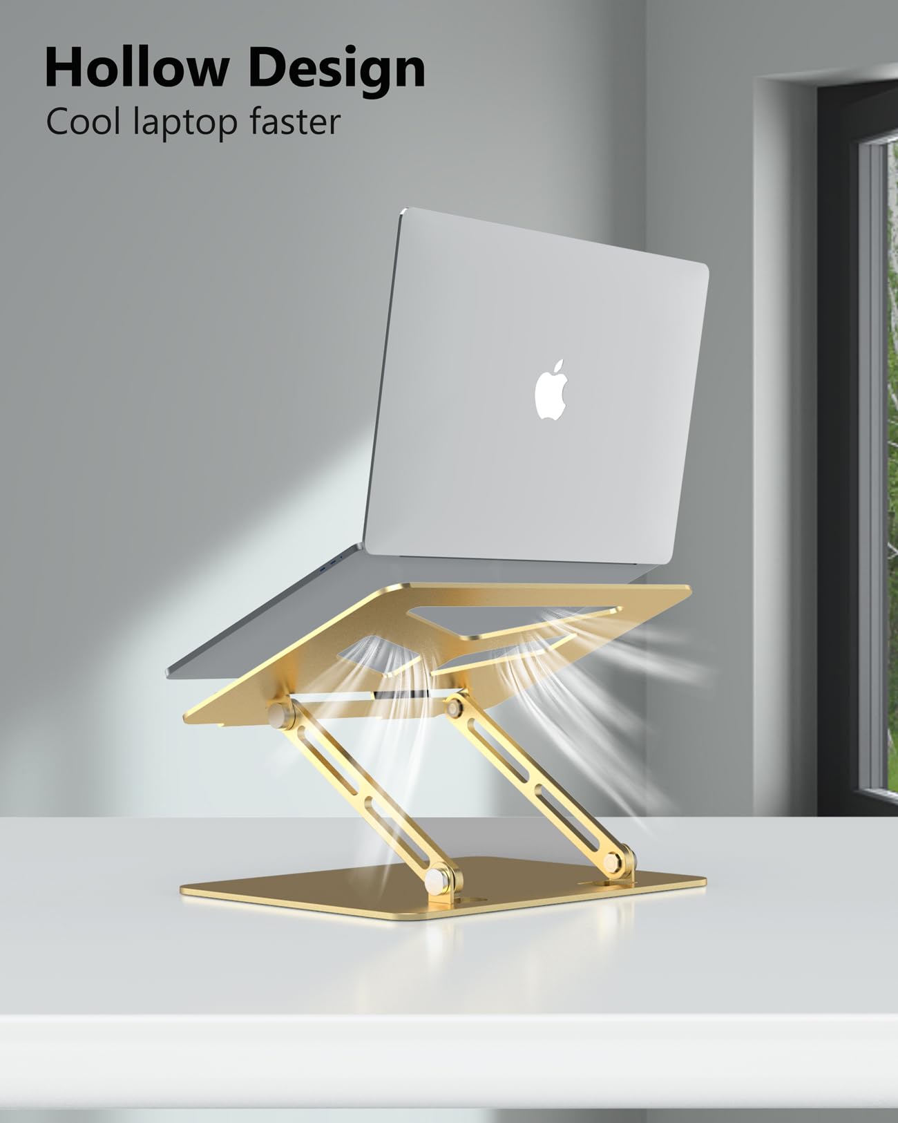Jczt Laptop Stand For Desk, Aluminum Adjustable Laptop Riser Compatible With Tablet Laptop From 10 16 Inch, Golden