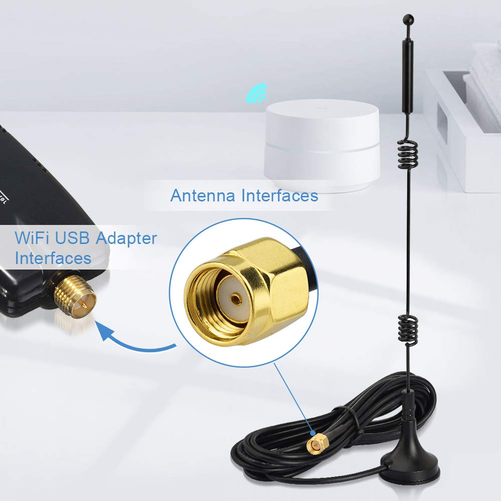 Bingfu Dual Band Wifi 2.4Ghz 5Ghz 5.8Ghz 9Dbi Magnetic Base Rp Sma Male Antenna For Wifi Router Wireless Network Card Usb Adapte