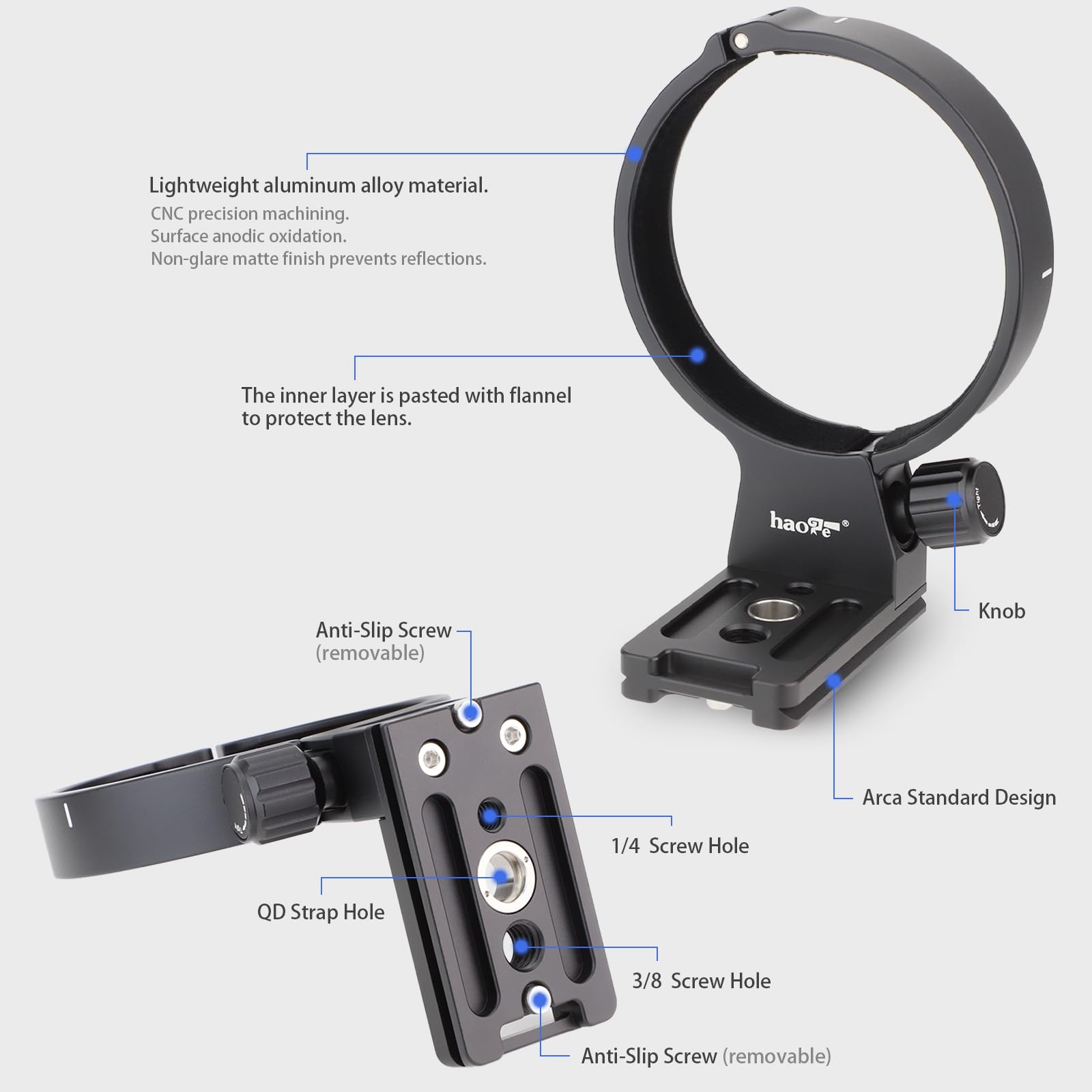 Haoge Lmr Tl540 Lens Collar For Tamron 50 400Mm A067,100 400Mm F/4.5 6.3 Di Vc Usd A035 Lens Built In Arca Type Quick Release Plate Replace Tamron A035Tm