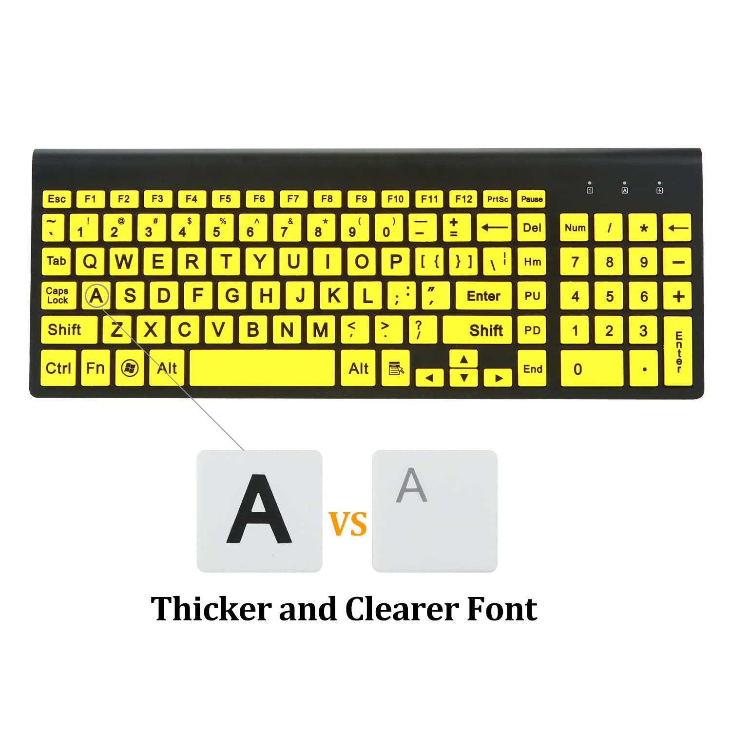 Fonicer Full Size Large Print 2.4G Wireless Keyboard And Mouse With Oversized Print For Kids Visually Impaired Low Vision Indivi