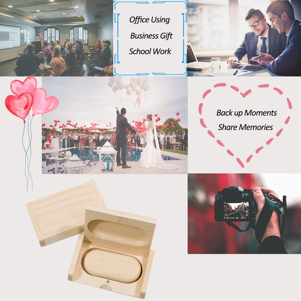 32Gb Usb3.0 Oval Wood Flash Drive Box, Fewina Wooden Usb Drive 32G Usb 3.0 Super Speed Thumb Drive Jump Drive Ideal Gift For Bir