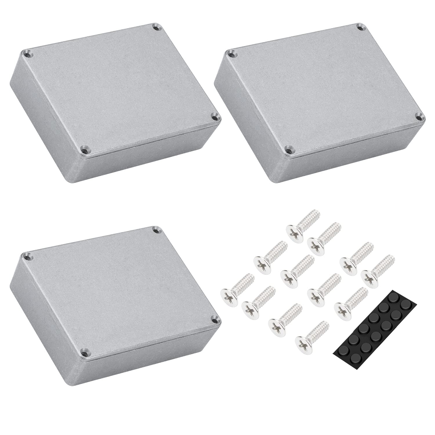Daiertek 3Pcs 1590Bb Aluminum Metal Stomp Box Case Guitar Pedal Enclosure Effect Enclosure Stomp Box Unpainted 120X94.5X34Mm