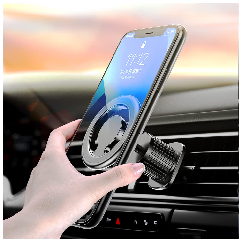 Turcee Compatible For Magsafe Car Mount,[New Upgrade] Car Vent 360 Rotation Strong Magnetic Car Mount,Car Holder Mount For Magsa