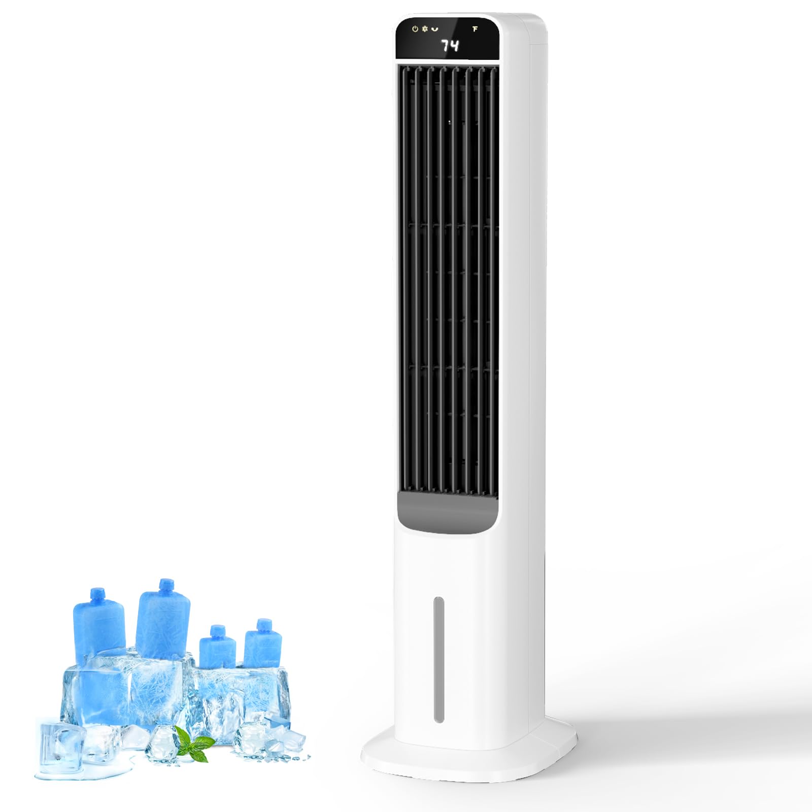 Portable Windowless Air Conditioner With Remote Control, Evaporative Air Cooler With 4 Ice Packs, 12H Timer, 50 Oscillation, 3 S