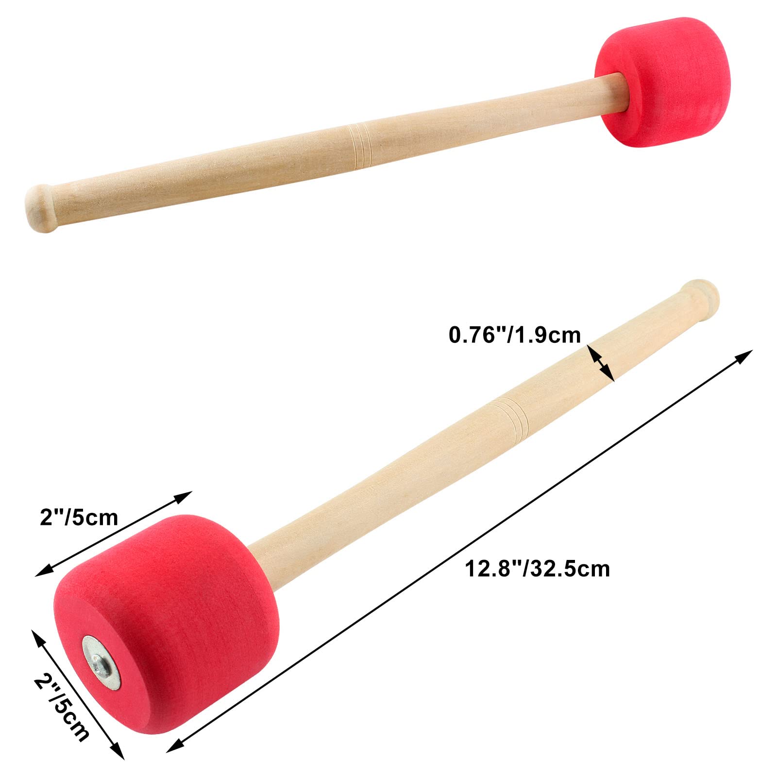 Jiozermi 2 Pcs Drum Mallet 12.8 Inches Length, Hard Foam Rubber Drum Stick, Anti Slip Bass Percussion Sticks, Instrument Band Ac