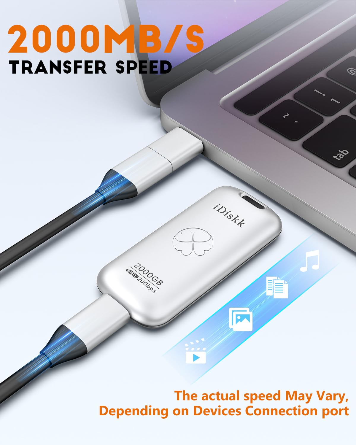 Idiskk ?Plug Play 1Tb High Speed 2000Mb/S External Ssd |Pocket Sized | Usb 3.2 Gen 2X2 | External Solid State Drive | Photo Stick Compatible With Xbox,Ps4,Ipad,Pc&Mac,Pc,Android Phones,Cameras