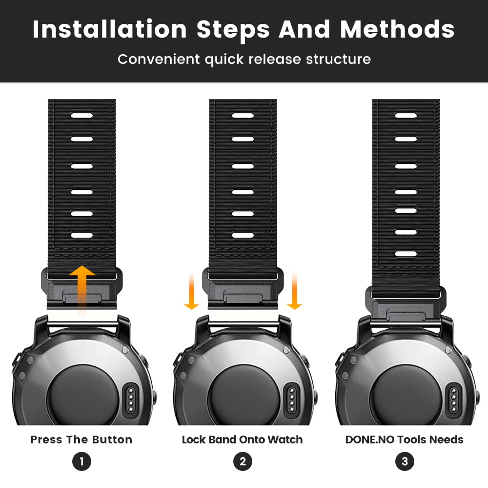 Cuzow Compatible With Garmin Fenix 6 Watch Band For Fenix 7/Fenix 6 Pro/5, 22Mm Quickfit Nylon Sport Watch Strap For Forerunner