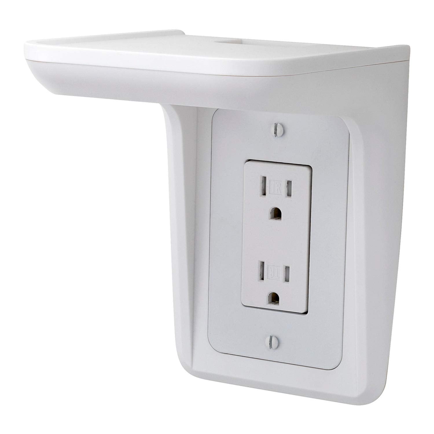 Knox Gear Multi-Purpose Outlet Wall Shelf With Built-In Cable Management (White)