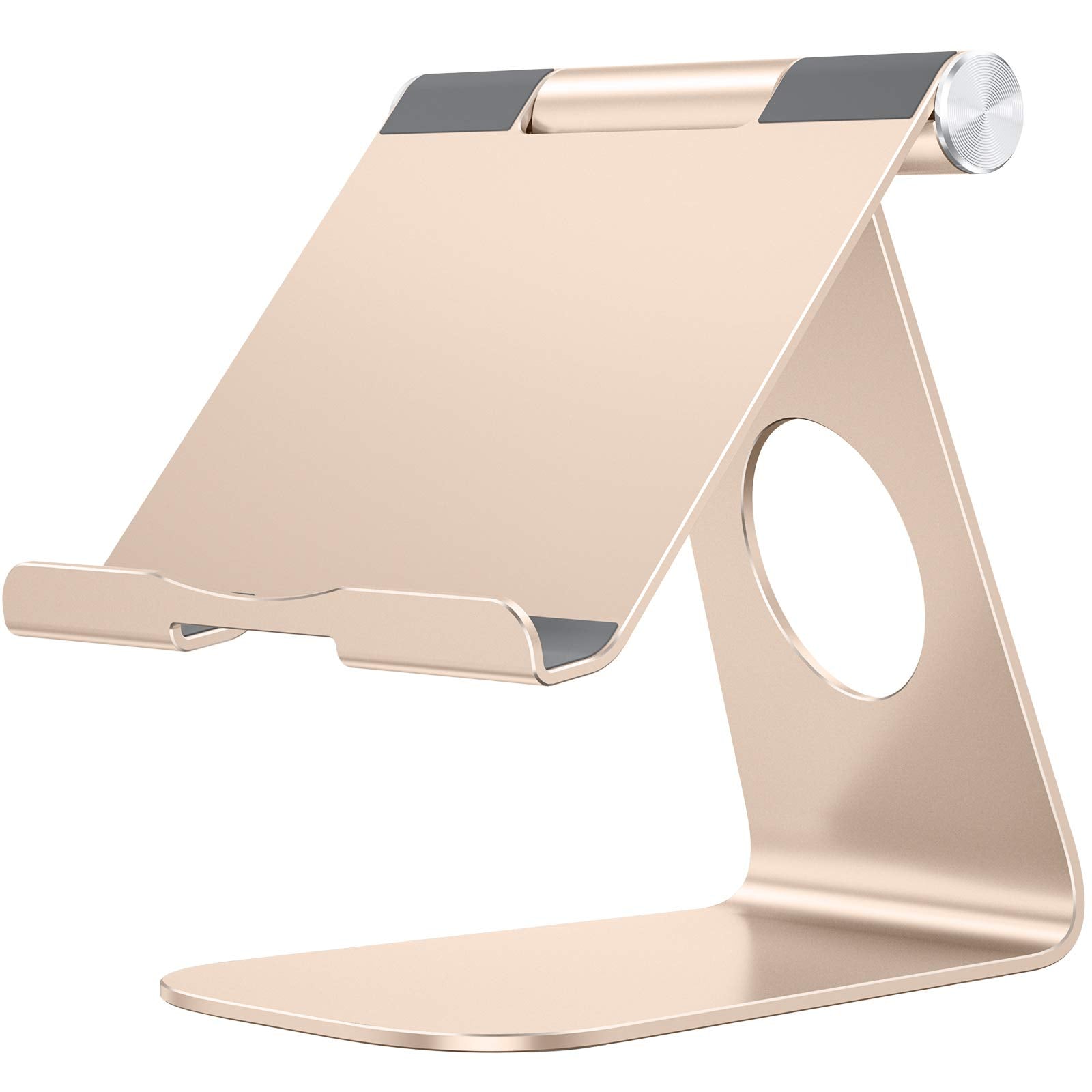 Omoton Tablet Stand Holder Adjustable, T1 Desktop Aluminum Tablet Dock Cradle Compatible With Ipad Air/Mini, Ipad 10.2/9.7, Ipad Pro 11/12.9, Samsung Tab And More, Gold