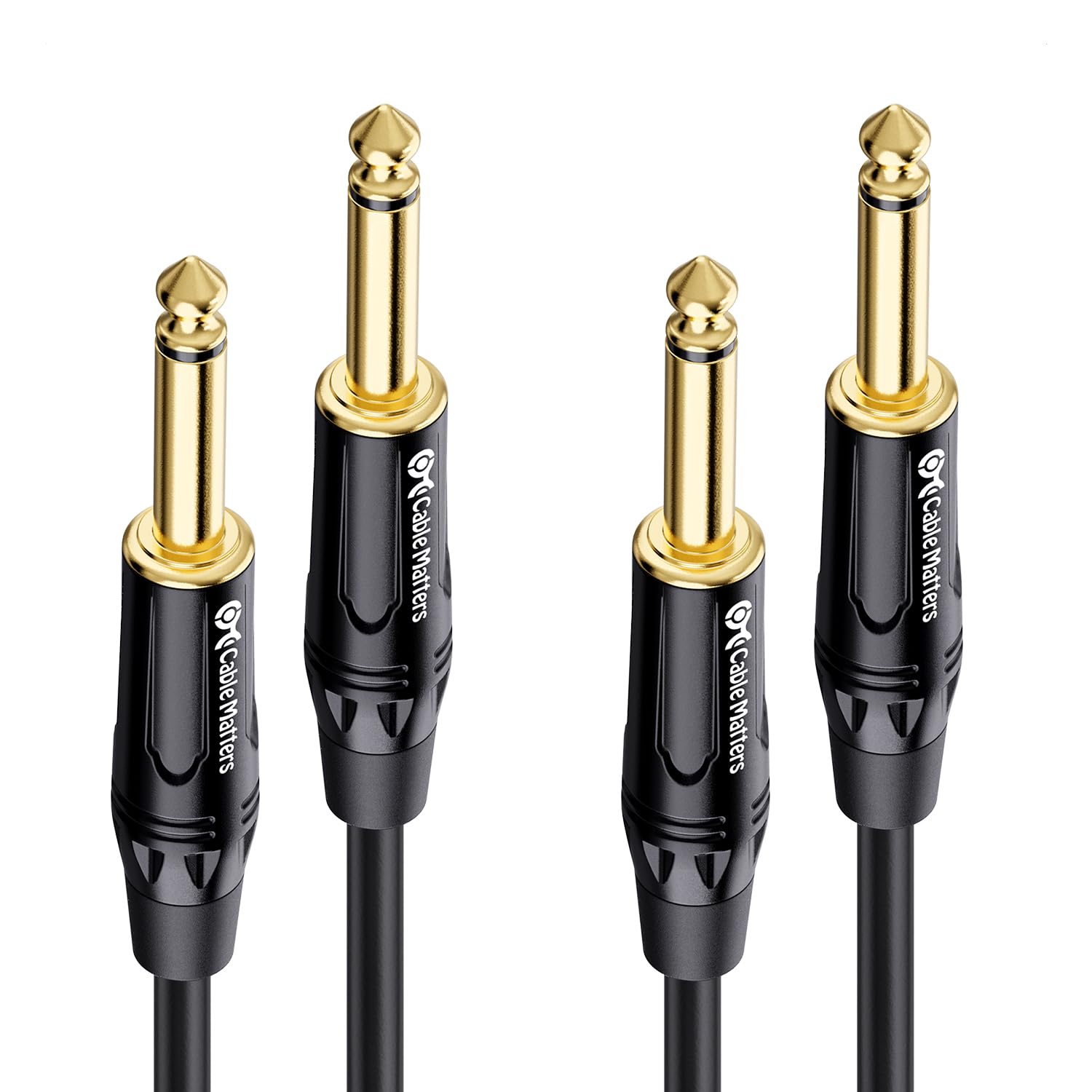 Cable Matters 2-Pack 1/4 Inch TS to TS Electric Guitar Cable - 6ft, Guitar Amp Cord, Instrument Cable for ElectricGuitar, Mandol