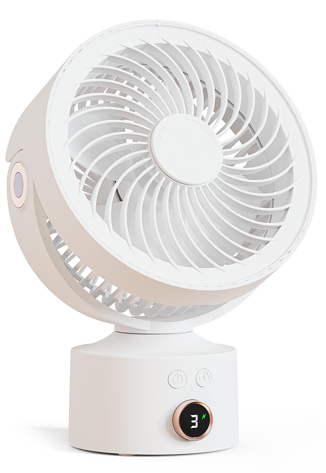 Caronsort Desk Fan, Small Oscillating Fan, Table Air Circulator Fans For Bedroom, Rechargeable Battery Operated Fan With 3 Speed