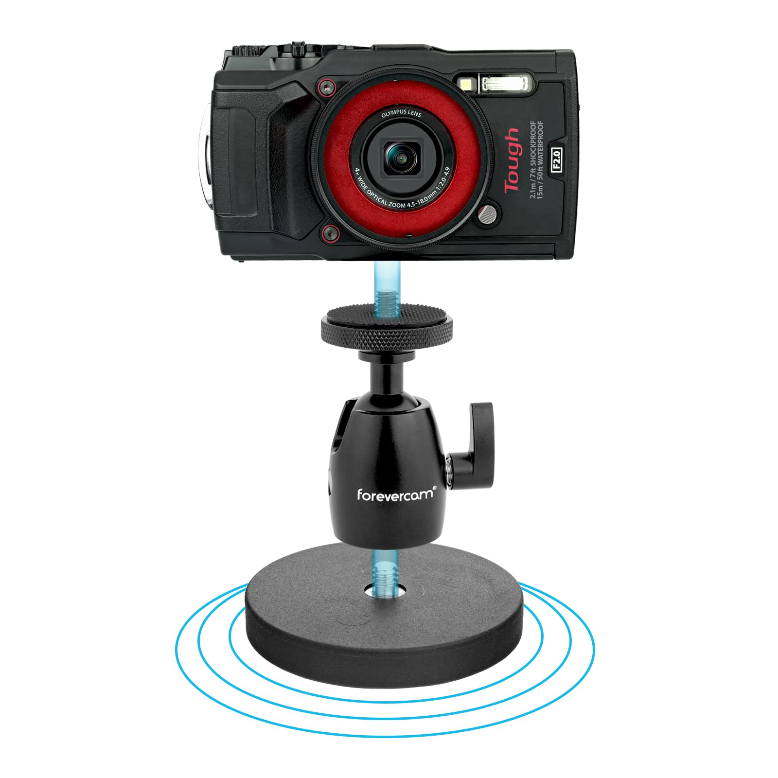 Forevercam Aluminum Magnetic Camera Mount For Gopro Hero 13/12/11/10/9/8 Insta360 Akaso Dji And Other Action Camera 360�Rotation Ball Head Gimbal 1/4 20 Lock Protector