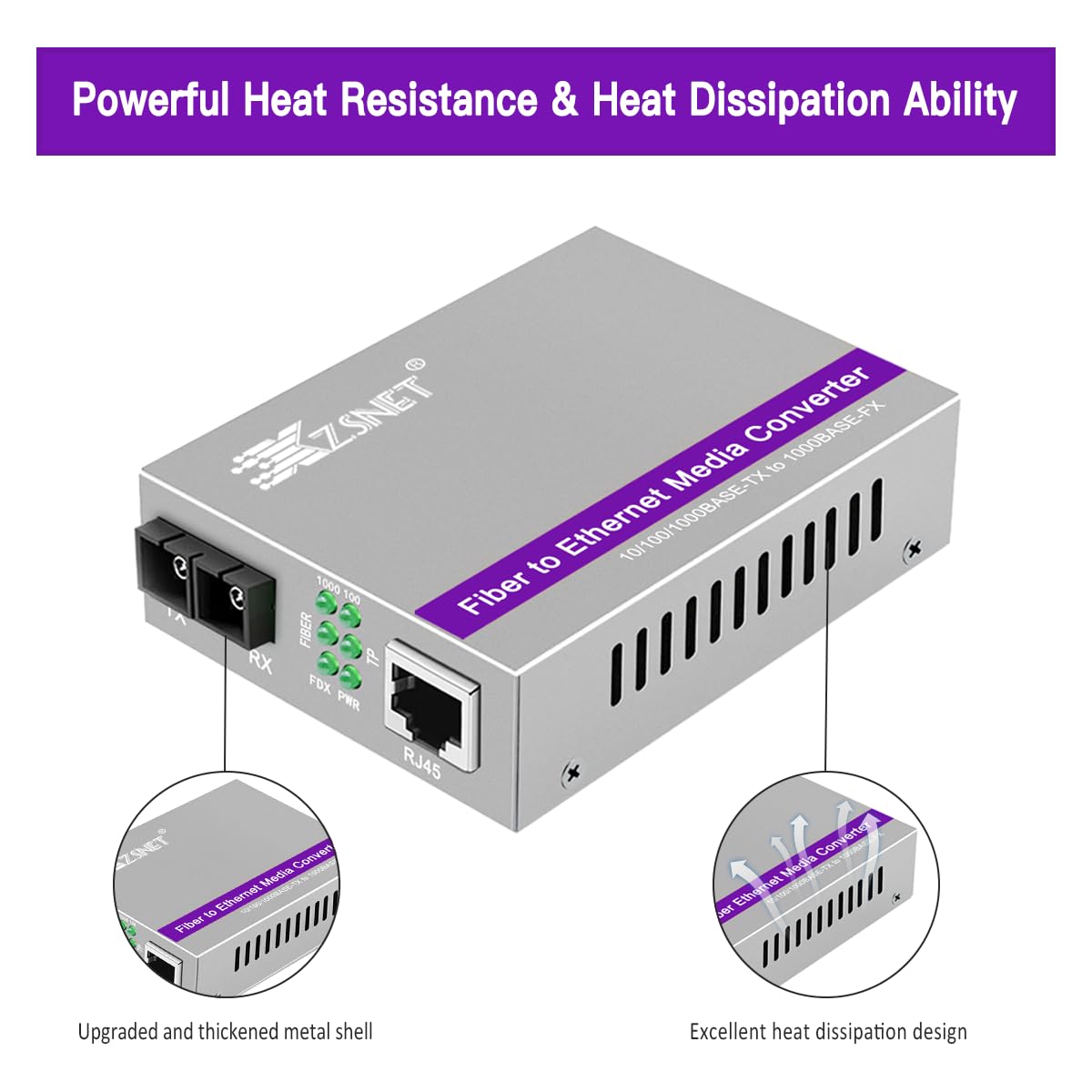Xzsnet A Pair Of Gigabit Sc To Rj45 Converter, Single Mode Fiber To Ethernet Media Converter (Built In Module, 1310Nm, 20Km), Pl