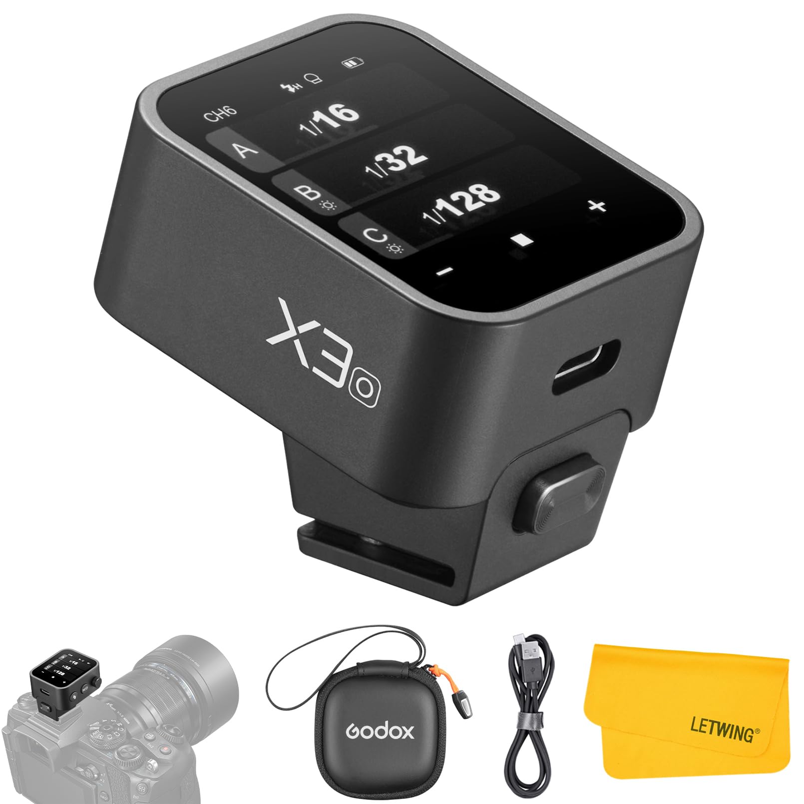 Godox X3O X3 O Ttl Wireless Flash Trigger For Olympus Panasonic Camera, 2.4G Wireless Touchscreen Flash Transmitter, Support Ttl