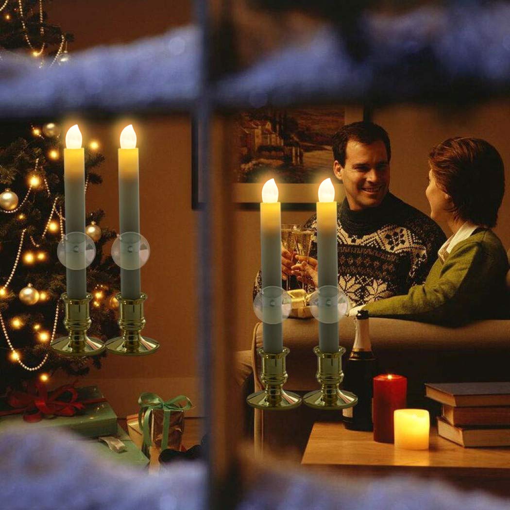 Yaungel Window Candles, 2 Pack Led Battery Operated Christmas Candles For Windows With Remote Timer Electric Candle Lights With