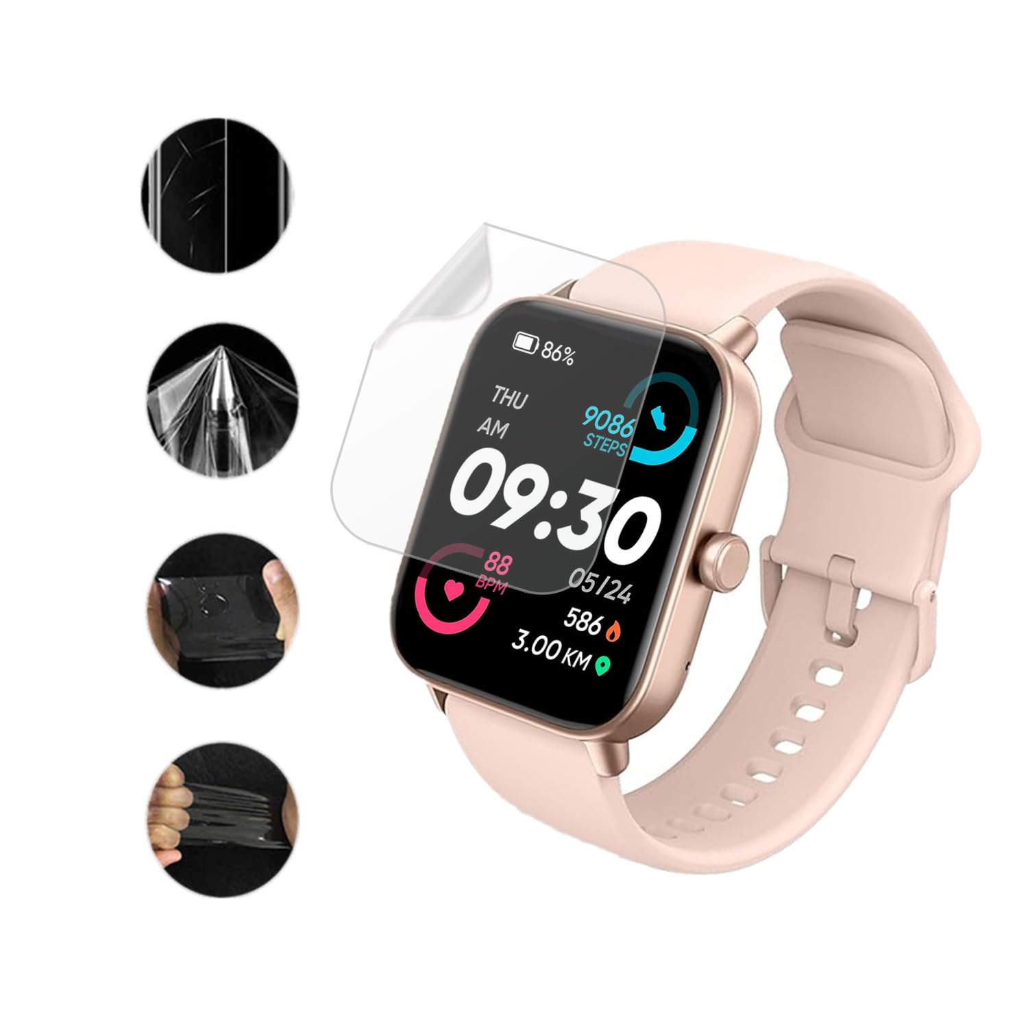 Aemus Screen Protector For Idw13 / Idw15 / Idw19 Smart Watch 1.8'' (6 Pack) Full Coverage Clear Tpu Film Compatible For Aeac/Fit