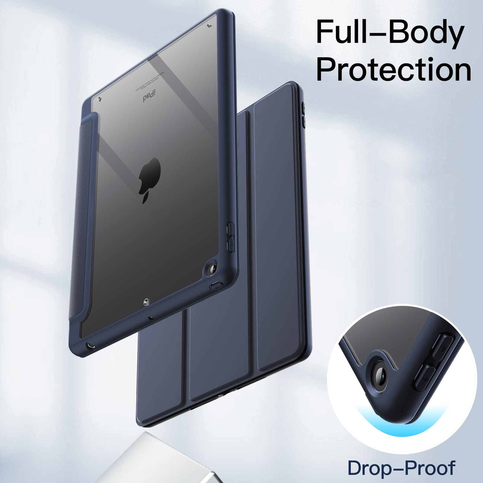 Jetech Case For Ipad 10.2-Inch (9Th/8Th/7Th Generation, 2021/2020/2019) With Pencil Holder, Clear Transparent Back Shell Slim St