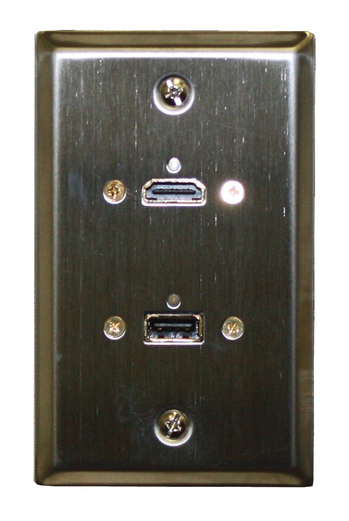 Stainless Steel Hdmi + Usb 3.0 Feed Thru Wall Plate   Philmore 75 640
