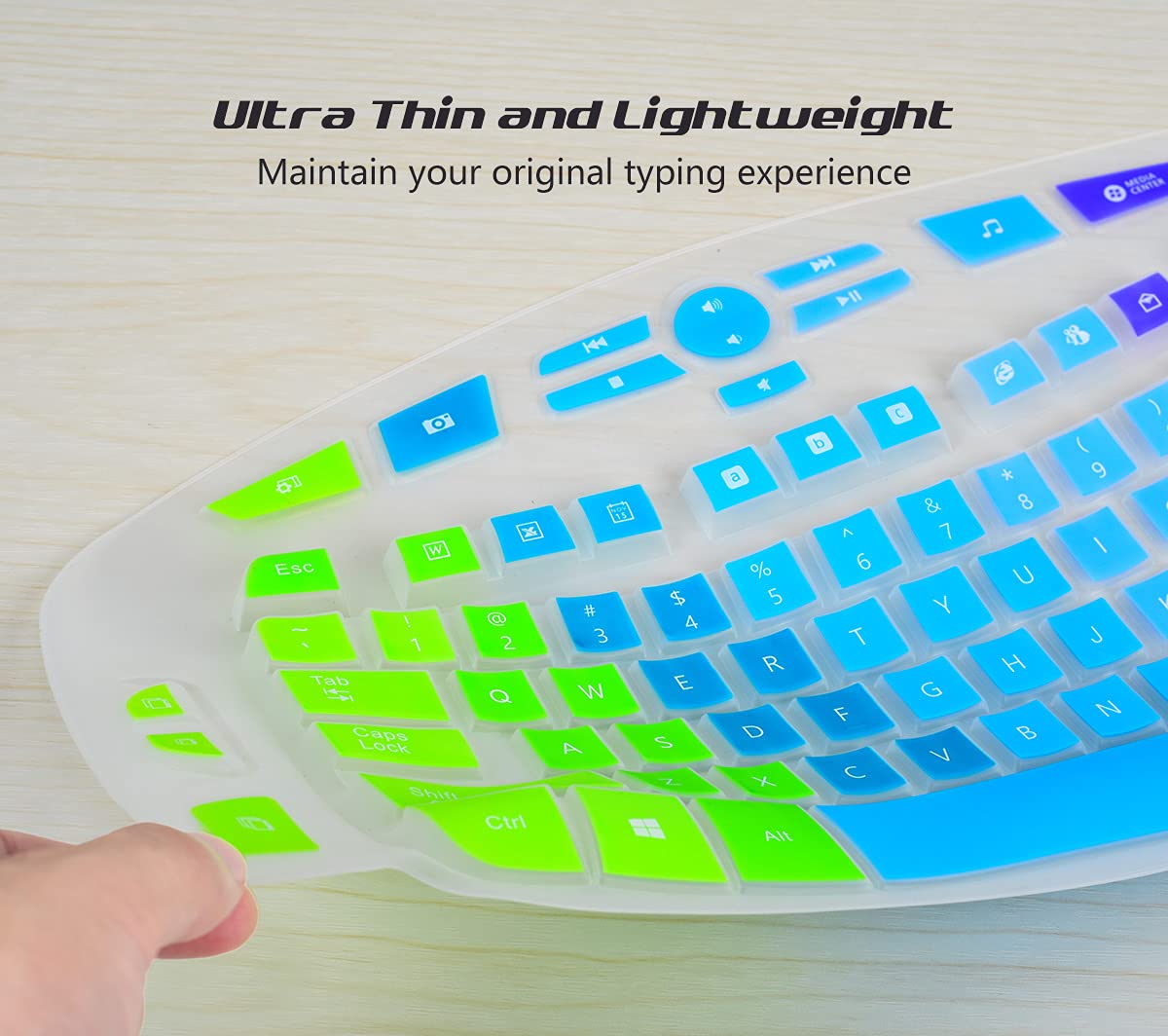 Silicone Keyboard Cover For Logitech K350 Mk550 Mk570 Wireless Wave Keyboard, Logitech K350 Mk550 Keyboard Skin Protector, Rainb