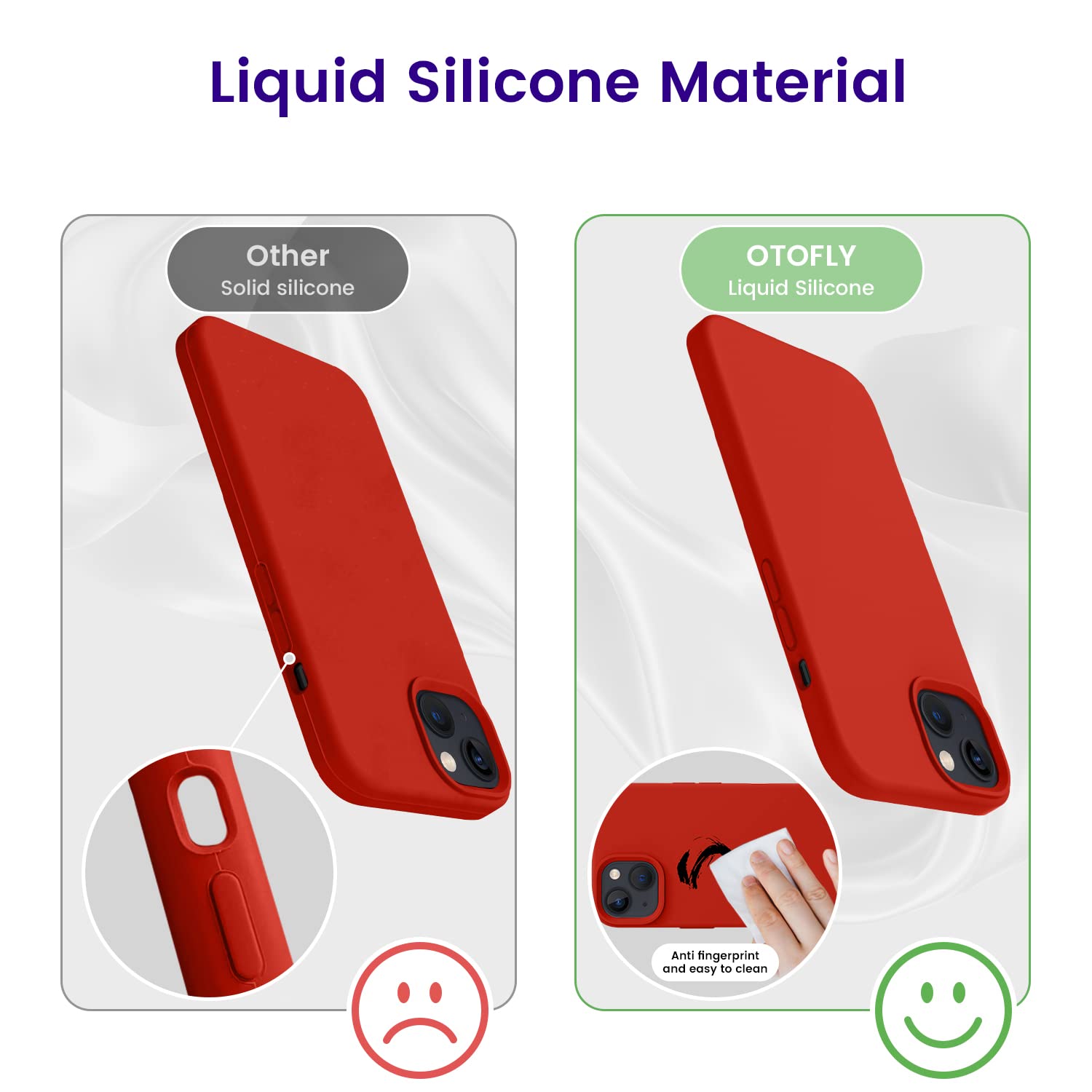 Otofly Designed For Iphone 14 Case, Silicone Shockproof Slim Thin Phone Case For Iphone 14 6.1 Inch (Red)